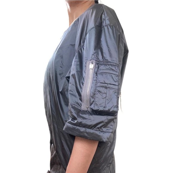 helmut lang y2k asymmetrical one shoulder puffer silver grey sleeve - Picture 3 of 4